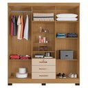 Ver imagem 3 de Guarda Roupa Casal Imperial com Armário Multiuso Versátile Carvalho Americano Off White -