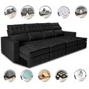 Ver imagem 3 de Sofá Retrátil e Reclinável 3.20m Molas Ensacadas e Costura Tripla Cama inBox Nobre Suede Preto