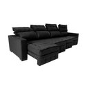 Ver imagem 7 de Sofá Retrátil e Reclinável 3.20m Molas Ensacadas e Costura Tripla Cama inBox Nobre Suede Preto