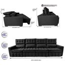 Ver imagem 2 de Sofá Retrátil e Reclinável 3.20m Molas Ensacadas e Costura Tripla Cama inBox Nobre Suede Preto