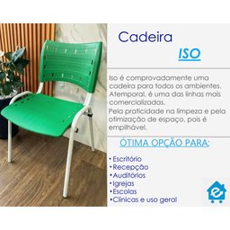 Kit com 4 Cadeiras Iso para Escola Escritório Comércio Verde Base Branca Ecomhome - 9