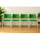 Ver imagem 1 de Kit com 4 Cadeiras Iso para Escola Escritório Comércio Verde Base Branca Ecomhome