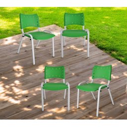 Kit com 4 Cadeiras Iso para Escola Escritório Comércio Verde Base Branca Ecomhome - 1