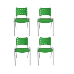 Kit com 4 Cadeiras Iso para Escola Escritório Comércio Verde Base Branca Ecomhome - 2