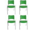 Ver imagem 2 de Kit com 4 Cadeiras Iso para Escola Escritório Comércio Verde Base Branca Ecomhome