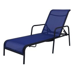 Kit 2 Espreguiçadeiras Piscina Tela Sling e Alumínio para Jardim - Azul - 2