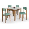 Kit Mesa De Jantar 90x90 Com 4 Cadeiras Cozinha Apartamento Elisa - Menta/Off White - 1