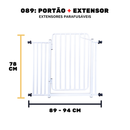 Grade Portão Proteção Pet Cachorro 89 a 94 Cm Criança Cães Cor:preto:branco - 3