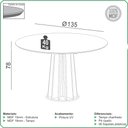Ver imagem 4 de Conjunto Mesa de Jantar 1,35m com Vidro + 4 Cadeiras em Mdf