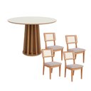 Ver imagem 1 de Conjunto Mesa de Jantar 1,35m com Vidro + 4 Cadeiras em Mdf