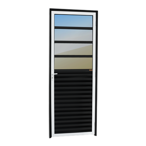 Porta de Cozinha Alumínio 80 Esq L25 V.Refl.Mix Preto Brimak
