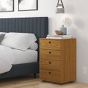 Ver imagem 2 de Gaveteiro Mesa de Cabeceira 4 Gavetas Pés Anti-umidade P/ Quarto Multiuso Escritório:freijo