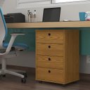 Ver imagem 4 de Gaveteiro Mesa de Cabeceira 4 Gavetas Pés Anti-umidade P/ Quarto Multiuso Escritório:freijo