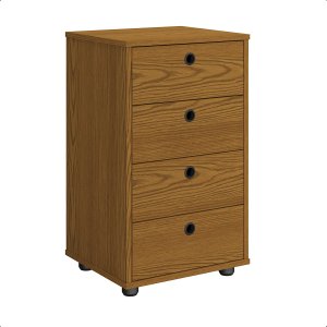 Gaveteiro Mesa de Cabeceira 4 Gavetas Pés Anti-umidade P/ Quarto Multiuso Escritório:freijo