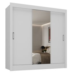 Guarda-Roupa Casal 3 Portas de Correr com Espelho Jequitibá Yescasa  - 2