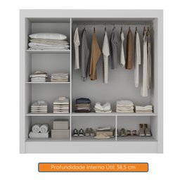 Guarda-Roupa Casal 3 Portas de Correr com Espelho Jequitibá Yescasa  - 5