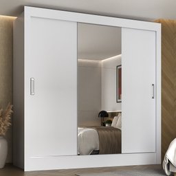 Guarda-Roupa Casal 3 Portas de Correr com Espelho Jequitibá Yescasa  - 1