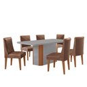 Ver imagem 2 de Conjunto Sala de Jantar Mesa Tampo MDF/Vidro 6 Cadeiras Ester Off White/Marromle