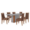 Ver imagem 2 de Conjunto Sala de Jantar Mesa Tampo MDF/Vidro 6 Cadeiras Ester Off White/Marromle