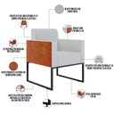 Ver imagem 6 de Kit 2 Poltronas Decorativas Sala Base Fixa Metal Helô L02 Linho Cinza Couríssimo Camel - Lyam