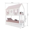 Ver imagem 3 de Beliche Casinha Bela com Coração 2 Gavetas - Madeira Maciça Branco/rosa | Housin