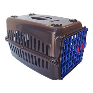 Caixa De Transporte Cães Nº3 Preta Com Porta Azul