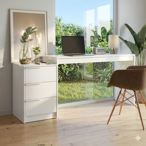 Penteadeira Escrivaninha Extensivel com 3 Gavetas Moderna - BRV Moveis