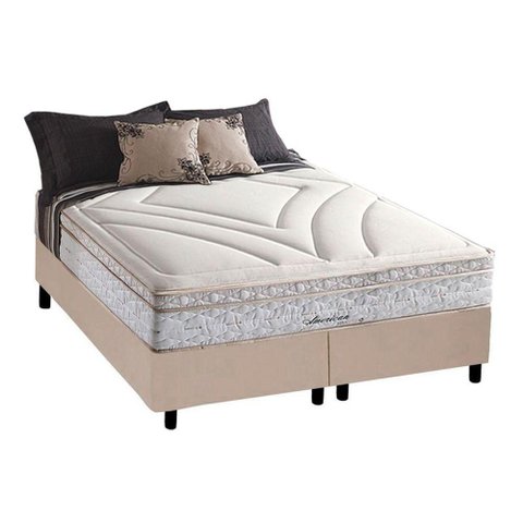 Cama Box Crc Queen +Colchão Molas Bonnel American Herval 158x198