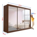 Ver imagem 4 de Guarda Roupa Casal MDF Espelhado 3 Portas 6 Gavetas Qatar Marrom/Cinamomo