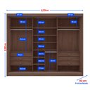 Ver imagem 5 de Guarda Roupa Casal MDF Espelhado 3 Portas 6 Gavetas Qatar Marrom/Cinamomo