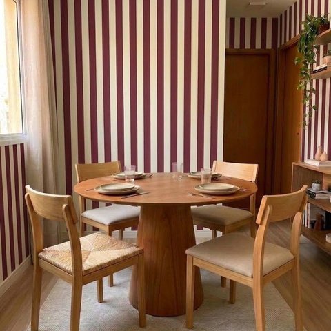 Mesa de Jantar Redonda com 4 Lugares e Base Cone 120x72x120cm