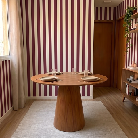 Mesa de Jantar Redonda com 4 Lugares e Base Cone 120x72x120cm