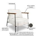 Ver imagem 7 de Kit 2 Poltronas Decorativa Celeste Linho Bouclê Bege Pérola Base de Ferro Preto - Pallazio