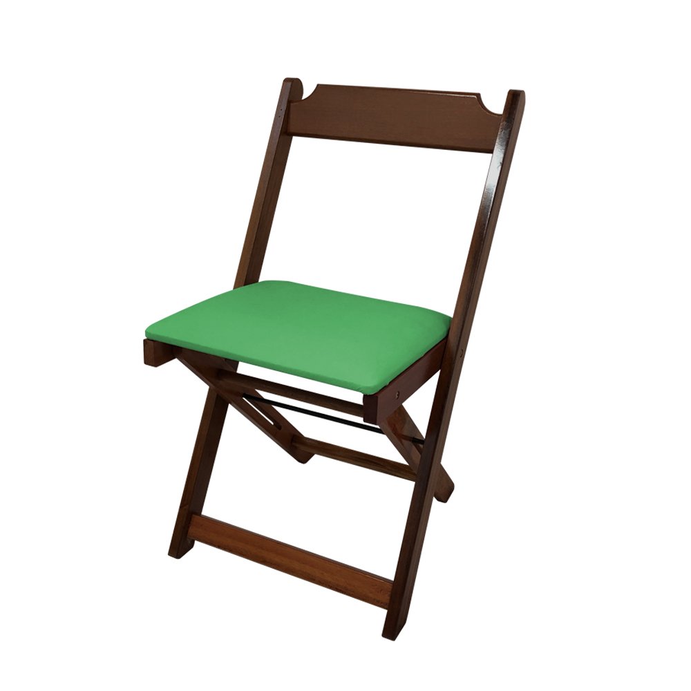 Cadeira para Café e Açaí Dobravel de Madeira Estofada Verde - Imbuia - 1