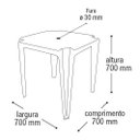 Ver imagem 3 de 2 Mesas Quadradas Plástico Monobloco 70cm Preta + 4 Cadeiras Vime Empilhável