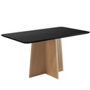 Ver imagem 1 de Mesa de Jantar Isa Retangular 160x90cm com Vidro – 100% Mdf, Tampo 18mm, Base com Detalhe Frizado