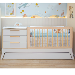 Berço Multifuncional para Bebê 5 em 1 Quater Linha Grow Up Carvalho com Areia - 1