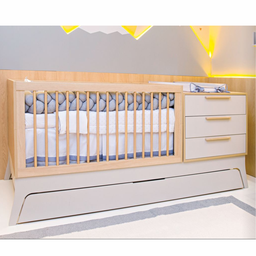 Berço Multifuncional para Bebê 5 em 1 Quater Linha Grow Up Carvalho com Areia - 8