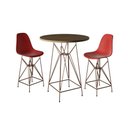 Ver imagem 1 de Jogo Mesa Bistrô Eames Tampo Amêndoa 60Cm 2 Banquetas Vermelha Base Ferro Cobre - Cor: Amendoa