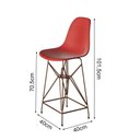 Ver imagem 3 de Jogo Mesa Bistrô Eames Tampo Amêndoa 60Cm 2 Banquetas Vermelha Base Ferro Cobre - Cor: Amendoa