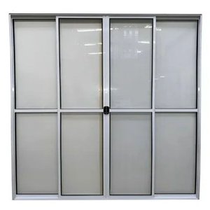 Porta de Alumínio de Correr 4 Folhas com Trinco Abertura Central 210x150cm Branco Allo Esquadrias