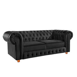 Namoradeira Chesterfield Bourbon 3 Lugares Via Encanto Veludo Preto - 1