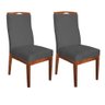 Conjunto 02 Cadeiras Ricco Madeira Castanho Cinza Chumbo Escuro - 1