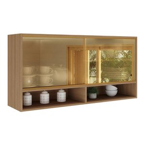 Armário Aéreo 120cm com Portas de Vidro Paris Multimóveis Mp2213 Rustic