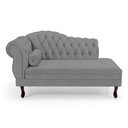 Ver imagem 2 de Divã Recamier Chaise Longue Lavínia 150cm Capitonê Pés de Madeira Linho Cinza - Desk Design