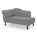 Ver imagem 6 de Divã Recamier Chaise Longue Lavínia 150cm Capitonê Pés de Madeira Linho Cinza - Desk Design