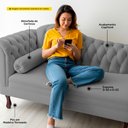 Ver imagem 3 de Divã Recamier Chaise Longue Lavínia 150cm Capitonê Pés de Madeira Linho Cinza - Desk Design
