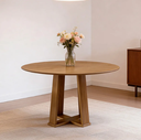Ver imagem 1 de Mesa de Jantar 4 Lugares Redonda 117cm Tampo MDF Belly N01 Ypê - Lyam Decor