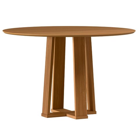 Mesa de Jantar 4 Lugares Redonda 117cm Tampo Mdf Belly N01 Ypê - Lyam Decor