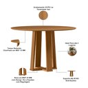 Ver imagem 3 de Mesa de Jantar 4 Lugares Redonda 117cm Tampo MDF Belly N01 Ypê - Lyam Decor